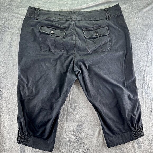 Torrid Crop Pants Size 22 Womens Plus Black Straight Elastic Cuff Ankle Pockets - Picture 10 of 10